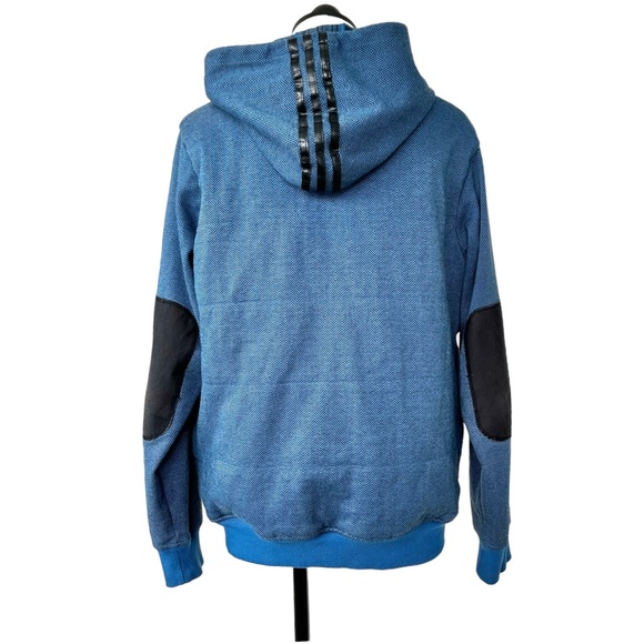 Adidas x David Beckham Blue Jacket Hoodie Elbow Patches Zip Front Size Medium - Picture 4 of 15